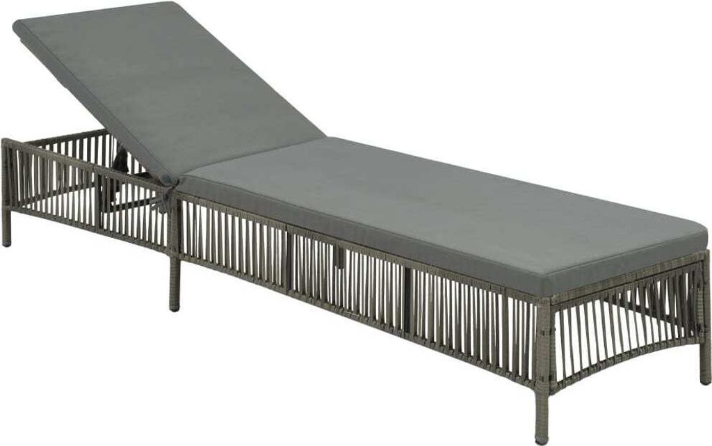 "Winter Sale" Gartenliegen - Grau Sonnenliege mit Auflage Poly Rattan Grau DE9124919