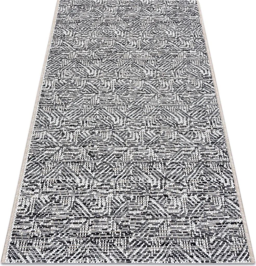Grand tapis de salon effet sisal gris et beige labyrinthe 200x290cm