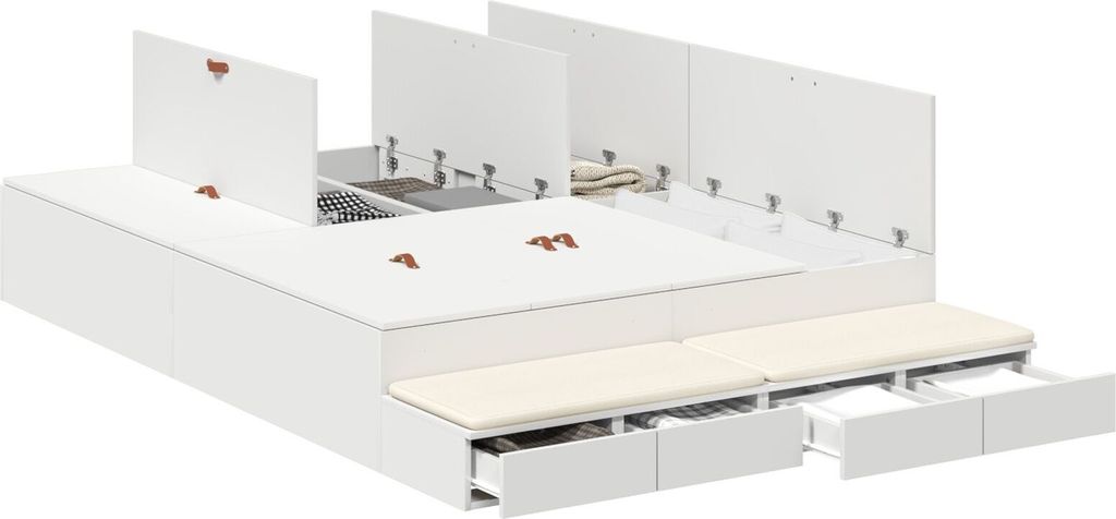 Möbel Stauraumbettgestell Weiß 140x190 cm - Klassische Betten 3335693