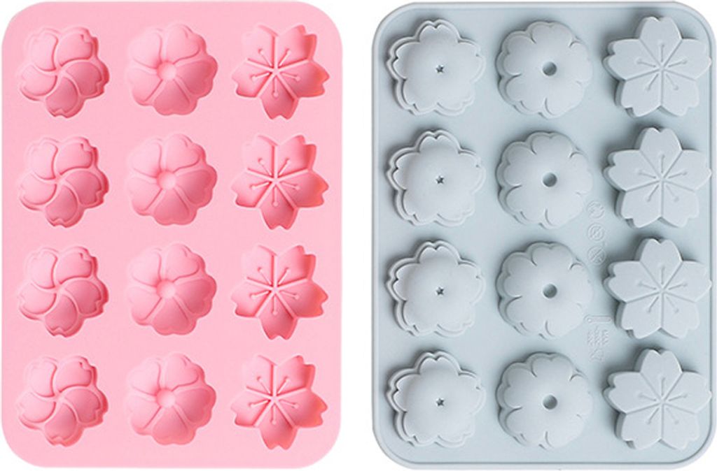 CANDeal Silikon Schokoladenform, 2PCS Flower Cake Backformen, Total 24 Cavity Candy Jelly Mould