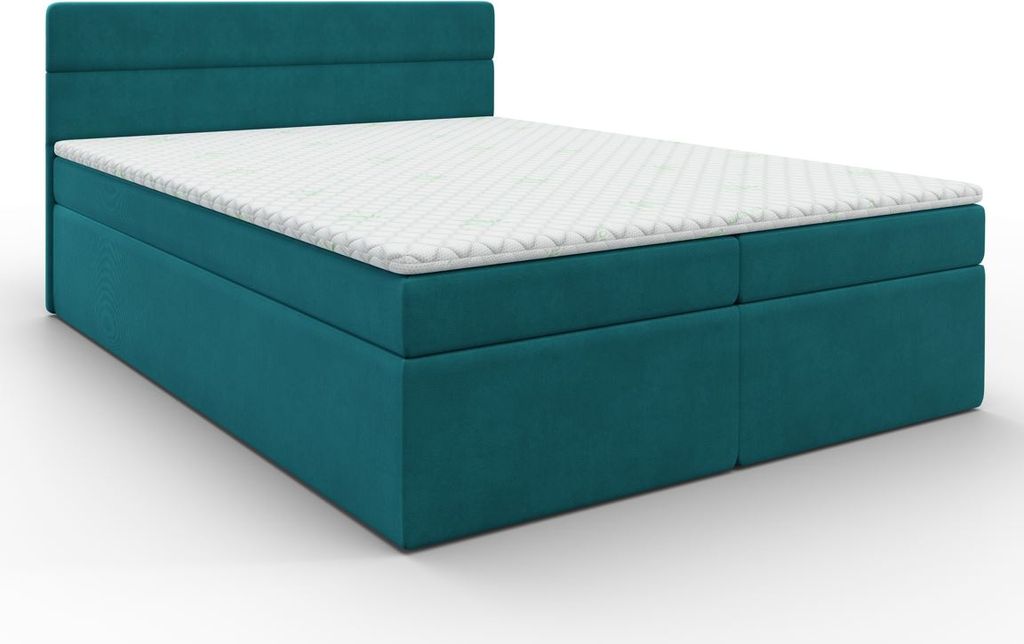 Kontinentales Doppelbett mit Stauraum 160x200 KAMELA - Türkis