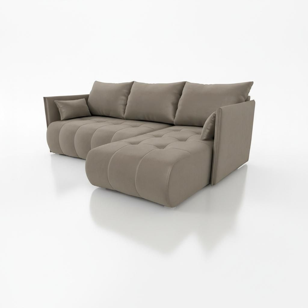 Wohnero24 NESSA Ecksofa mit Schlaffunktion 206x140 cm & Bettkasten – L-Form Couch Beige 218x152 cm