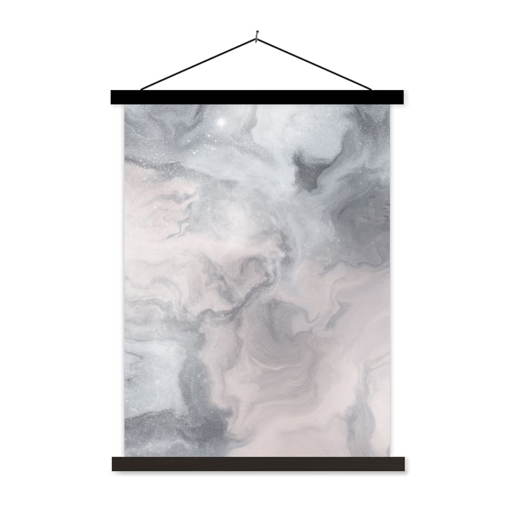 MuchoWow Textilposter Wolken - Abstrakt - Malen 120x160 cm mit schwarzem Rahmen - Magnetischer