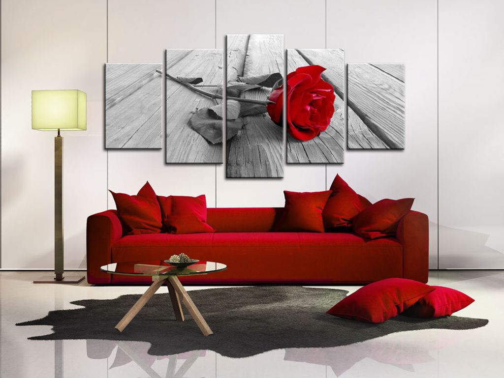 Akustikbild Rose romantisch 200x100 cm Bilder Akustikschaum Hochleistungsschallabsorber Schallschutz Leinwand 5 tlg Wandbild Raumakustik Schalldäm...