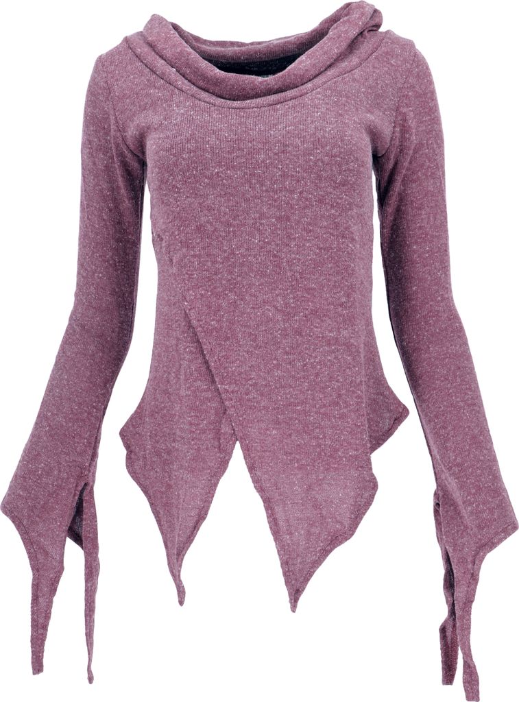 Pixishirt mit Schalkragen Baumwollstrick Pullover - Altrosa, Damen, Elasthan,Baumwolle, Größe: M/L