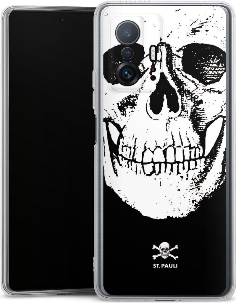 DeinDesign Handyhülle für Xiaomi 11T 5G Silikon Hülle Case Smartphone Schutzhülle FC St. Pauli Offizielles Lizenzprodukt Totenkopf