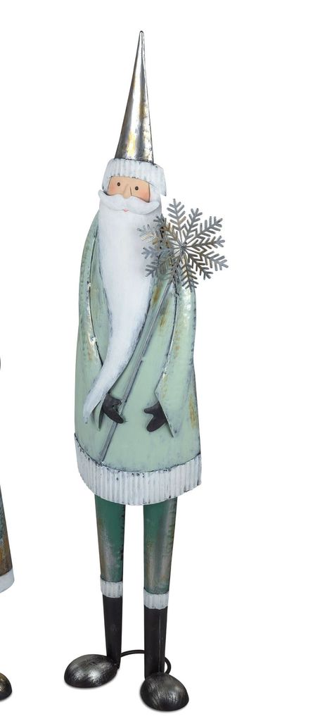 Dekofigur Nikolaus Santa 2 mit Stern stehend H. 78cm salbei Metall Formano WA