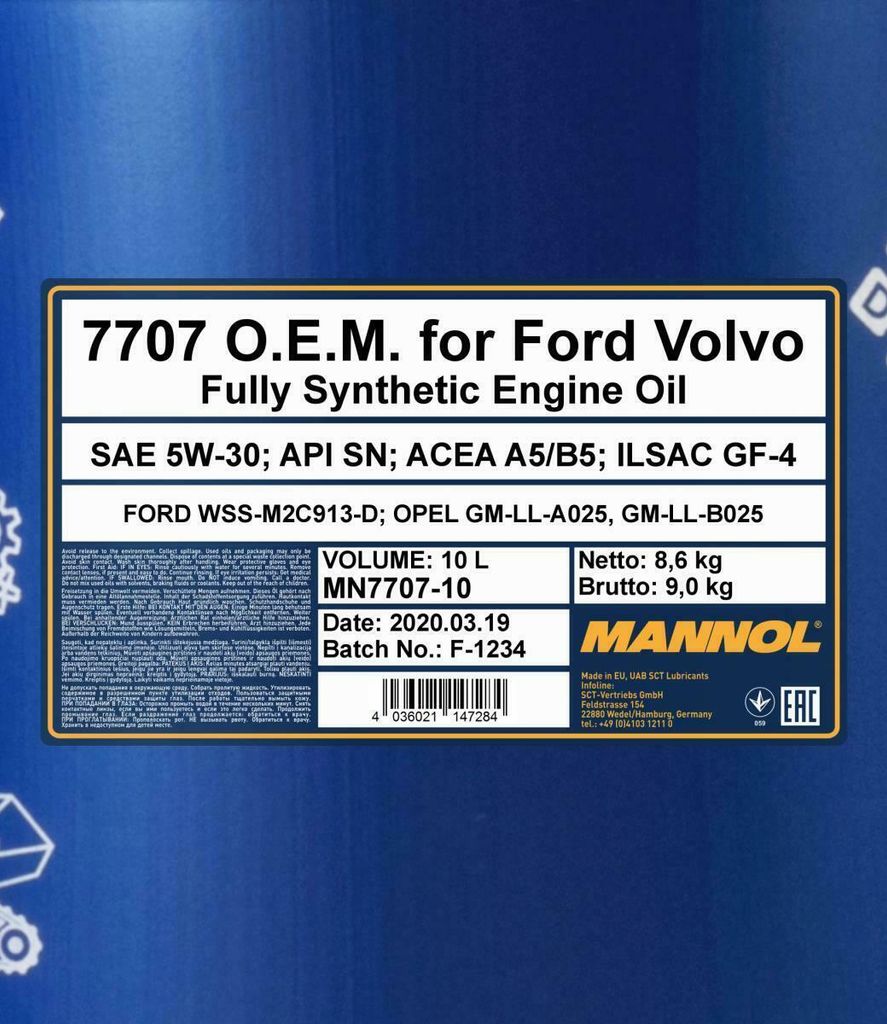 MANNOL Energy Formula 7707 MANNOL 7707 Motoröl 5W-30 - 6 Liter Set Mit ACEA A5/B5 5w-30 Motoröl