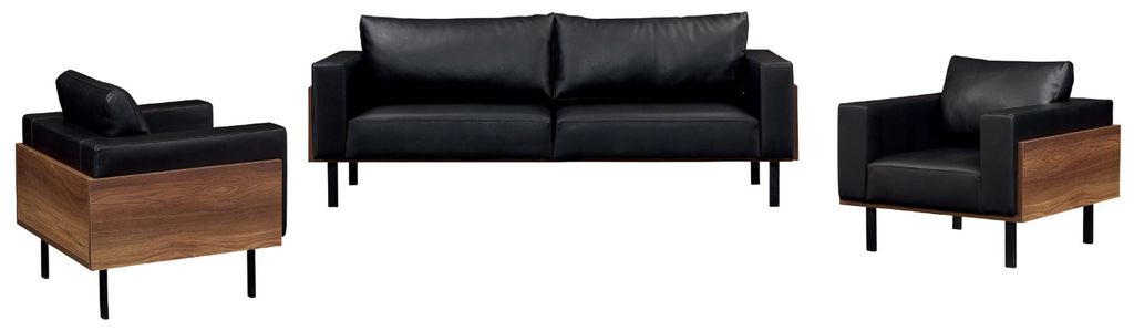 Set 3tlg Sofagarnitur 3+1+1 Polster Sessel Wohnzimmer Luxus Leder Modern Neu
