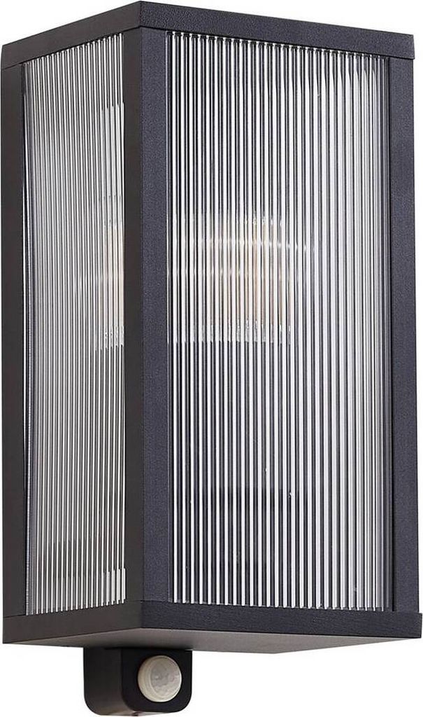 Lindby Außenwandlampe Peldar anthrazit/geriffelt 26cm Sensor