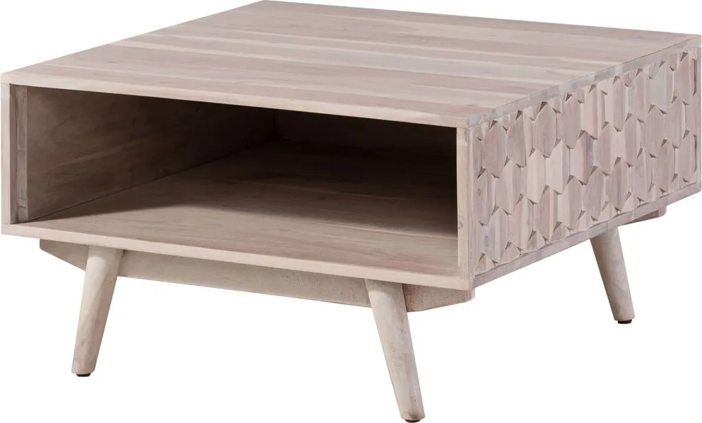 Table basse pour salon moderne MOSAYK en acacia blanc - Déco boisée