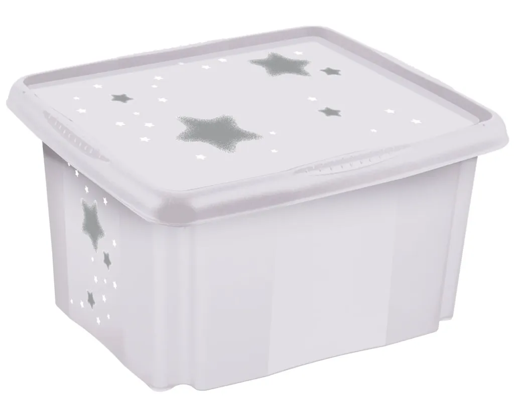 Boîte de Rangement 45L Karolina : Solution Gain de Place Stars Gris