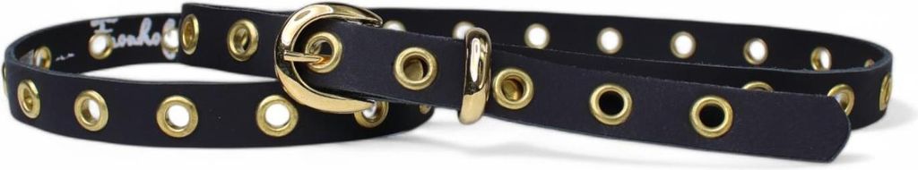 FRONHOFER Damen Ledergürtel schmaler Ösengürtel 2 cm, goldene Gürtelschnalle, echt Leder