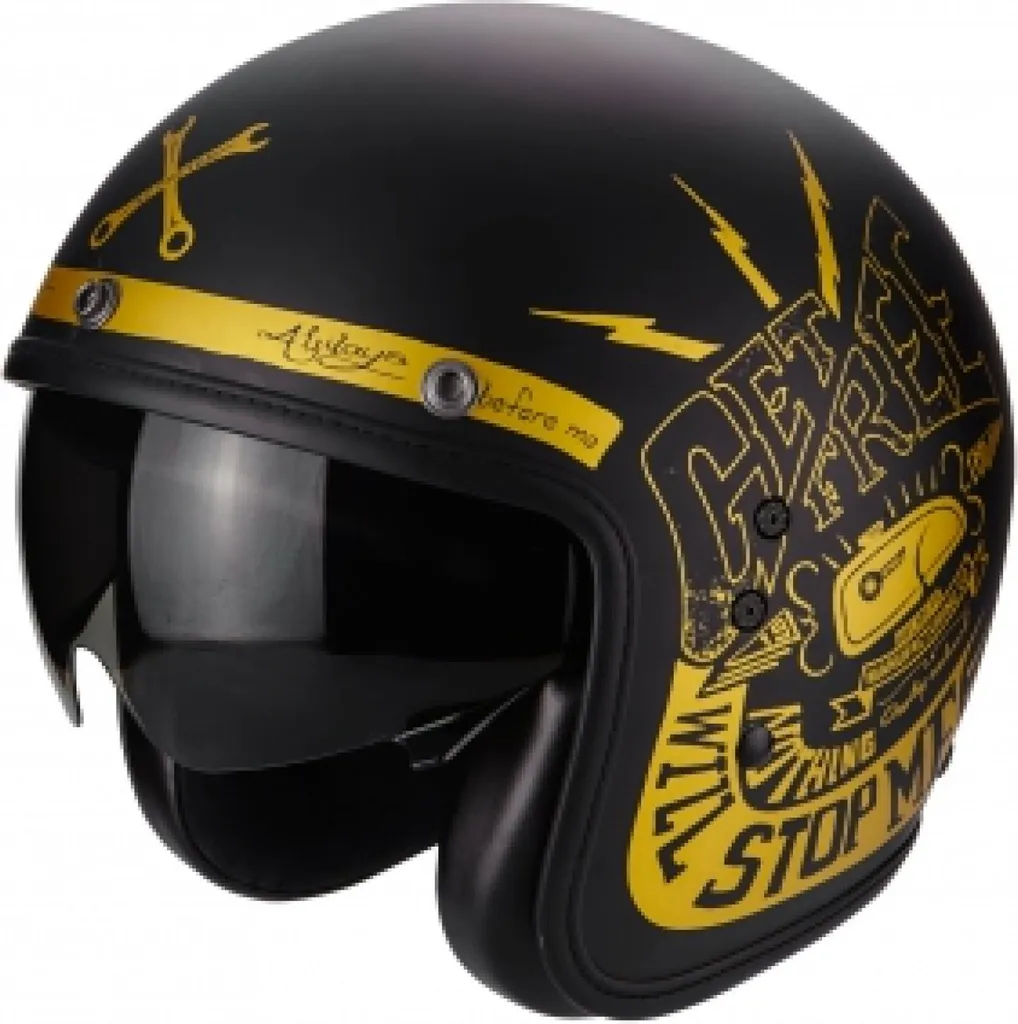 Casque Jet Scorpion Belfast Fender Noir et Or Mat pour la Ville