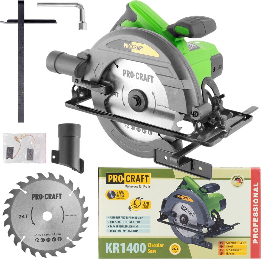 Sega circolare Procraft KR1400 1400 Watt 185 mm + lama Immagine del prodotto 