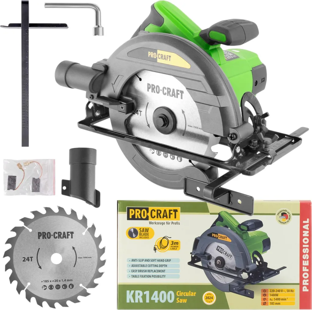 Scie circulaire 185 mm Procraft KR1400 haute performance 1400 watts