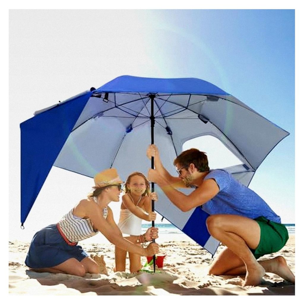 Sonnenschirm Strandmuschel | Robuster 2-in-1 Schirm für Strand und Garten | Wasserdichter UV-Schutz | Faltbar und multifunktional