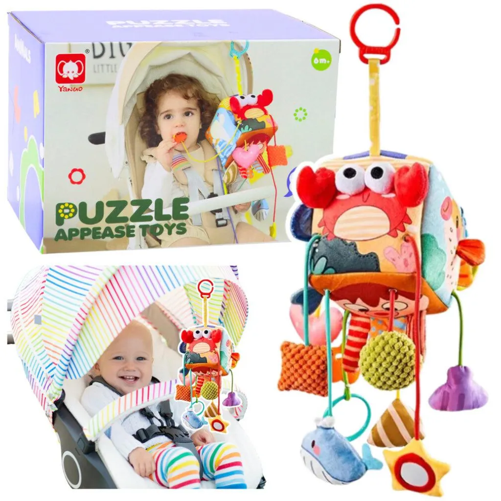 Jouet d'éveil cube sensoriel et doudou marin en peluche ultra douce