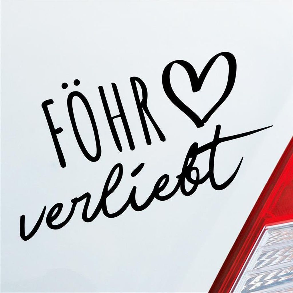 Auto Aufkleber Föhr verliebt Herz Insel Nordsee Liebe Car 19x10 cm Schwarz Glanz Sticker Heckscheibenaufkleber