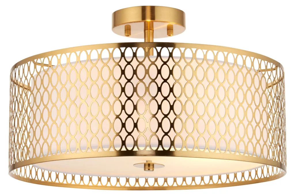 Luminaire de Plafond Design Cordero en Tissu et Verre pour Salon - 3x10W