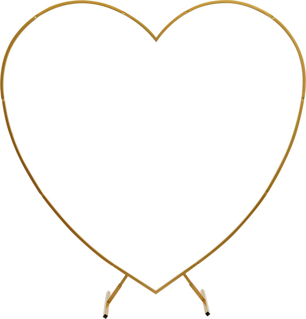 2,1x2m Herzförmiger Hochzeitsbogen Metall Blumen Bogen Fotokabine Hintergrund Luftballonrahmen (gold)
