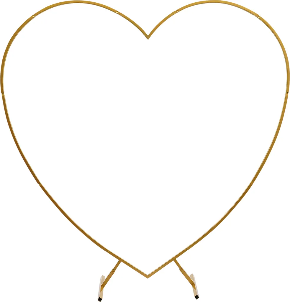Arche de mariage en forme de cœur dorée 2,1x2m cadre métal pour fleurs