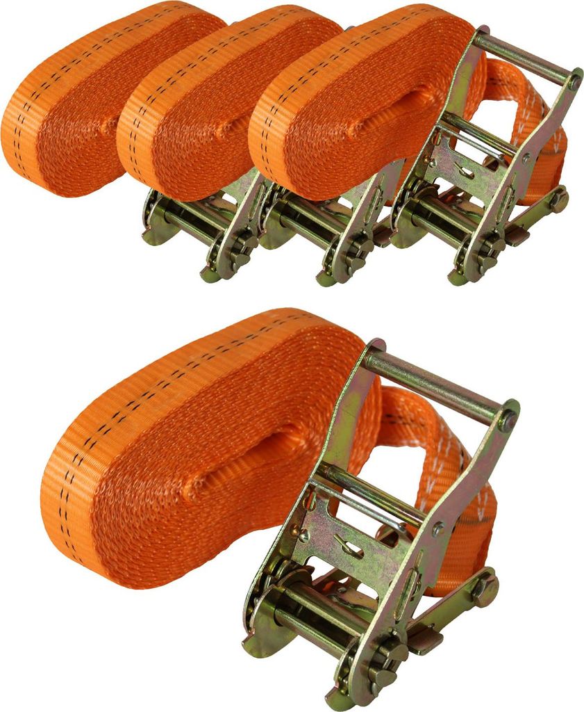 4x Profi Ratschen Spanngurt Spanngurte Zurrgurt 1-tlg 6m 2t 2to 2000kg ORANGE