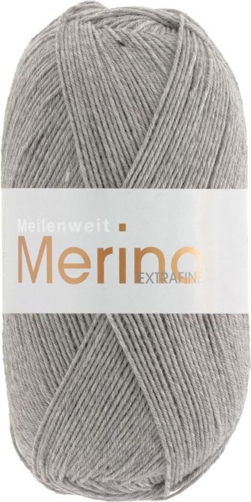 Lana Grossa Meilenweit 100 Merino Extrafein Uni 2404 Grau meliert 100g