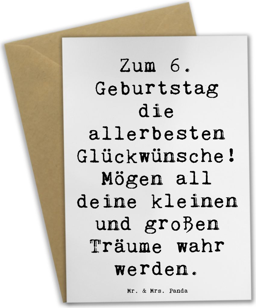 Mr. & Mrs. Panda Grußkarte Spruch 6. Geburtstag Glückwünsche - Weiß - Geschenk, Zukunftswünsche, osterkarte, Freude und Hoffnung, osterkarten,...