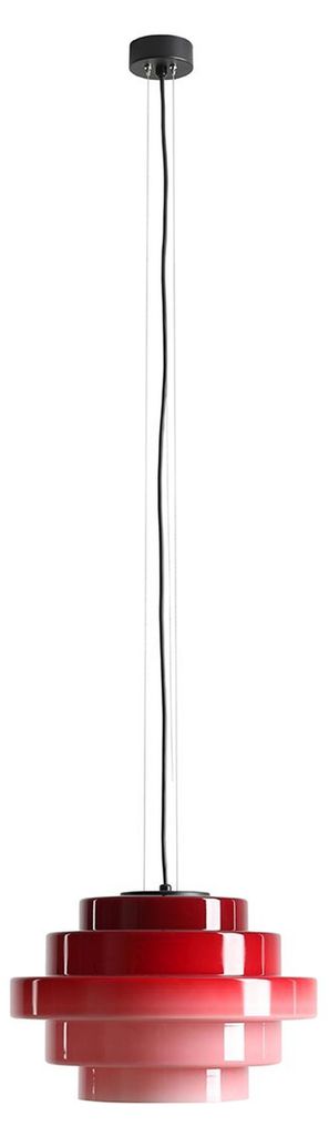 Hängeleuchte Metall Glas rund D: 36 cm H: max. 220 cm Schwarz Beere E27 Modern Pendelleuchte