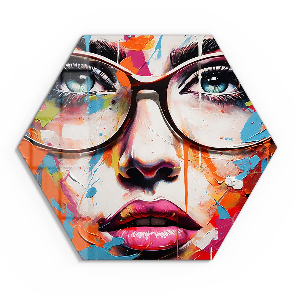 DEQOART Glasbild Echtglas 40x35 cm 'Farbenspiel des Blicks' Wandbild Bild modern Deko