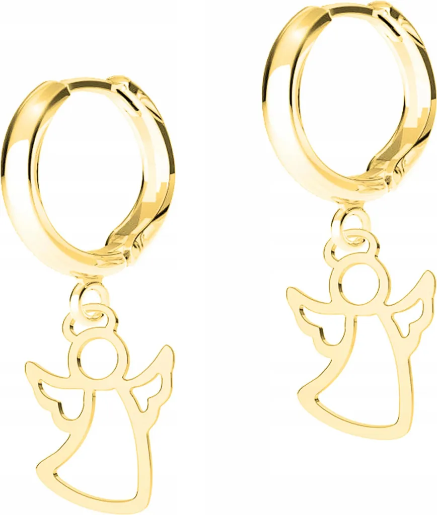 Delicati orecchini a forma di angelo S925, placcatura oro 585