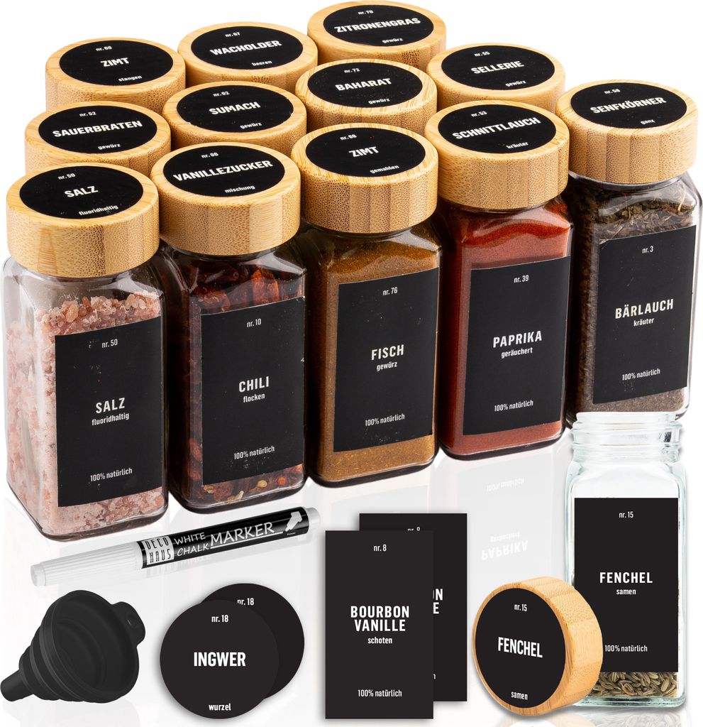 Sada 12ks - Deco Haus dózy na koření s bambusovým Obrázek produktu 