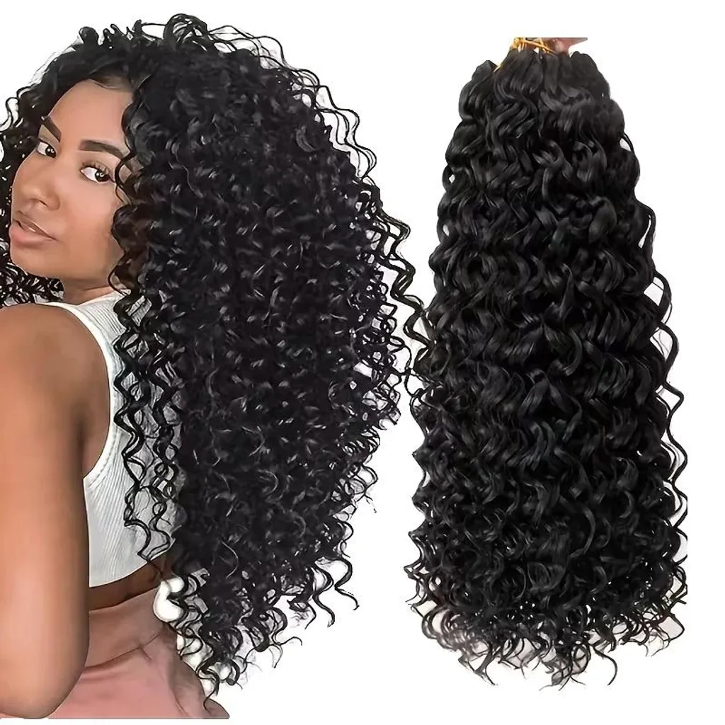 Mèches au crochet cheveux naturels ondulés 50cm structure deep wave b