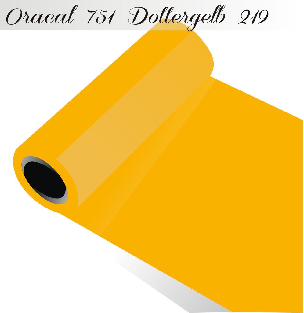 Oracal 751 - Orafol Folie 5m (Laufmeter) freie Farbwahl 118 glänzende Farben - glanz in 4 Größen, 126 cm Folienhöhe dottergelb - 219