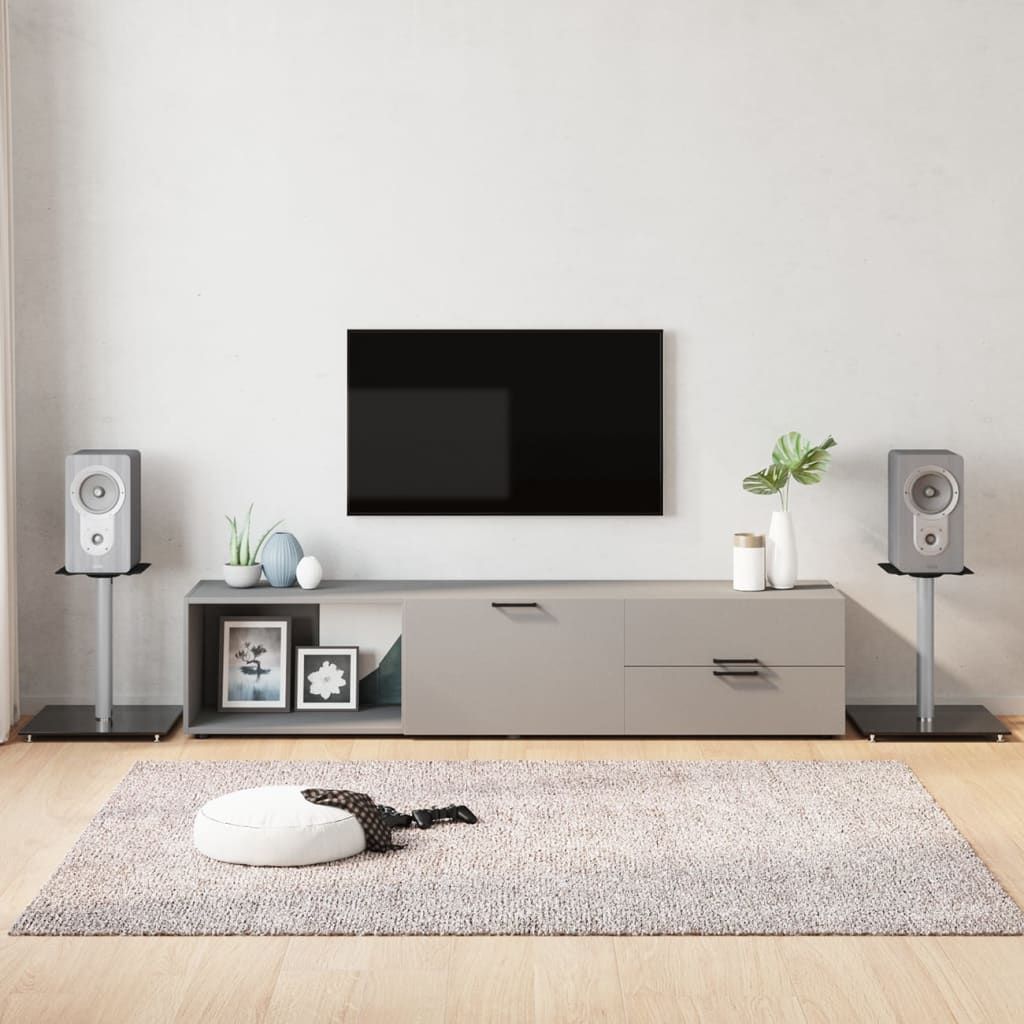 Lautsprecher-Ständer 2 Stk. Schwarz & Silbern Hartglas 1 Säule , Notenständer Design 2024