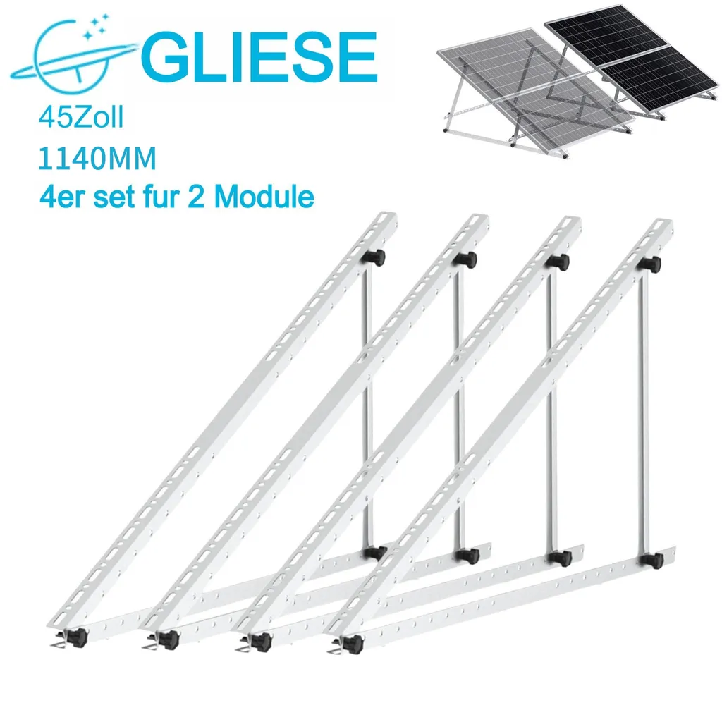 4 Pezzi Staffa Regolabile Modulo Solare 1140mm | Alluminio 0-90°