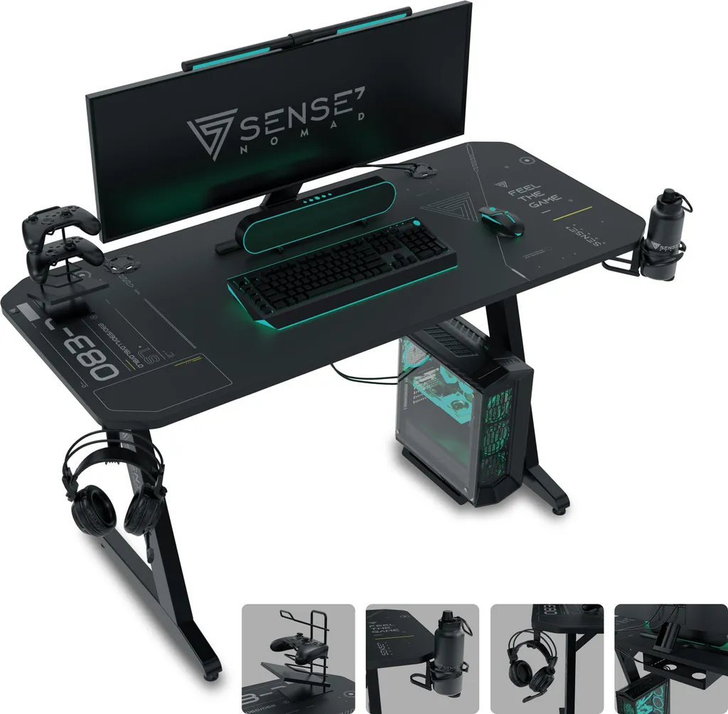 Scrivania PC SENSE7 Nomad Cybernetic 120x60 - Telaio Acciaio Pro