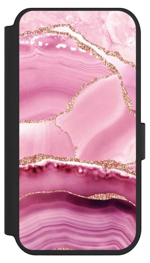 NIVOCASE Klapphülle für Apple iPhone 14 Pro Handyhülle aus Kunst Leder NIVOflip schwarz Glitzer Look Marmor Meerjungfrau
