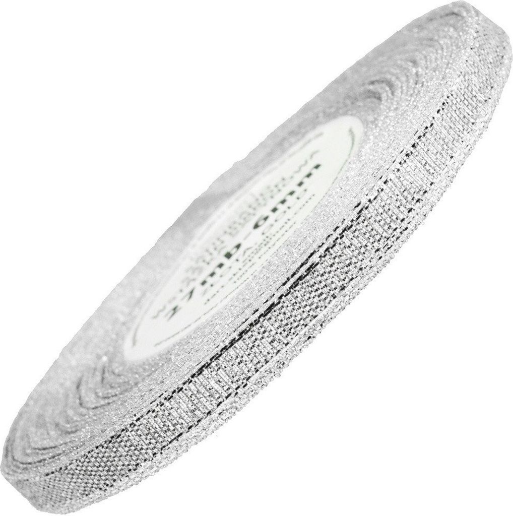 Glitzerschleife Band 6 mm - 27m silber