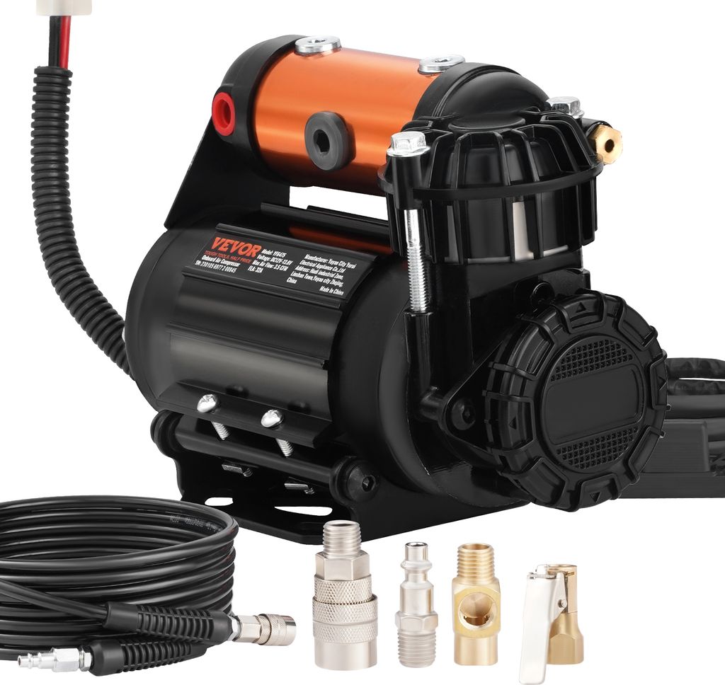 VEVOR 12V Auto-Kompressor 150PSI Luftkompressor 3,5CFM(100L/Min) Auto Reifenfüller mit Wärmeschutz Luftpumpe inkl. 3m Netzkabel und 5,5m Luftschl...