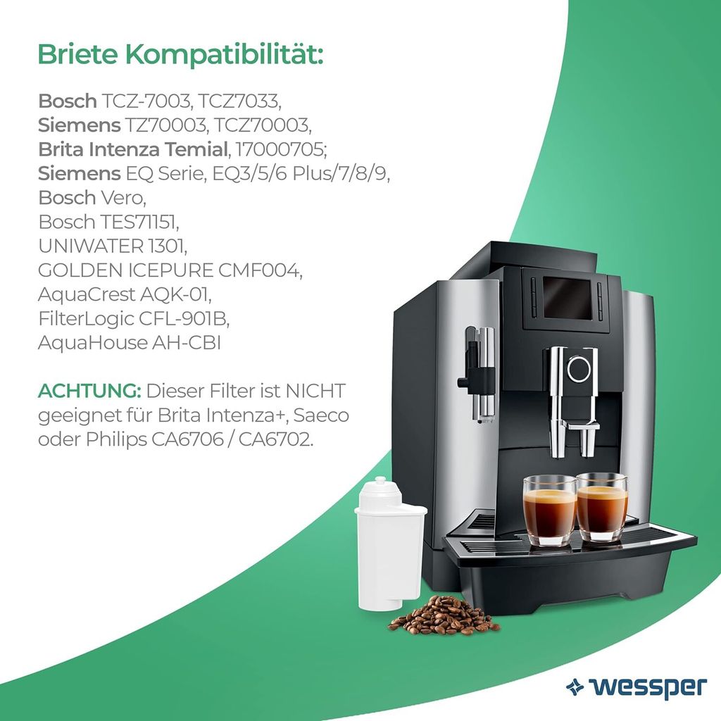 6x vodní filtr Wessper pro Siemens EQ.6 EQ.9 EQ.300 EQ.500 Obrázek produktu 3