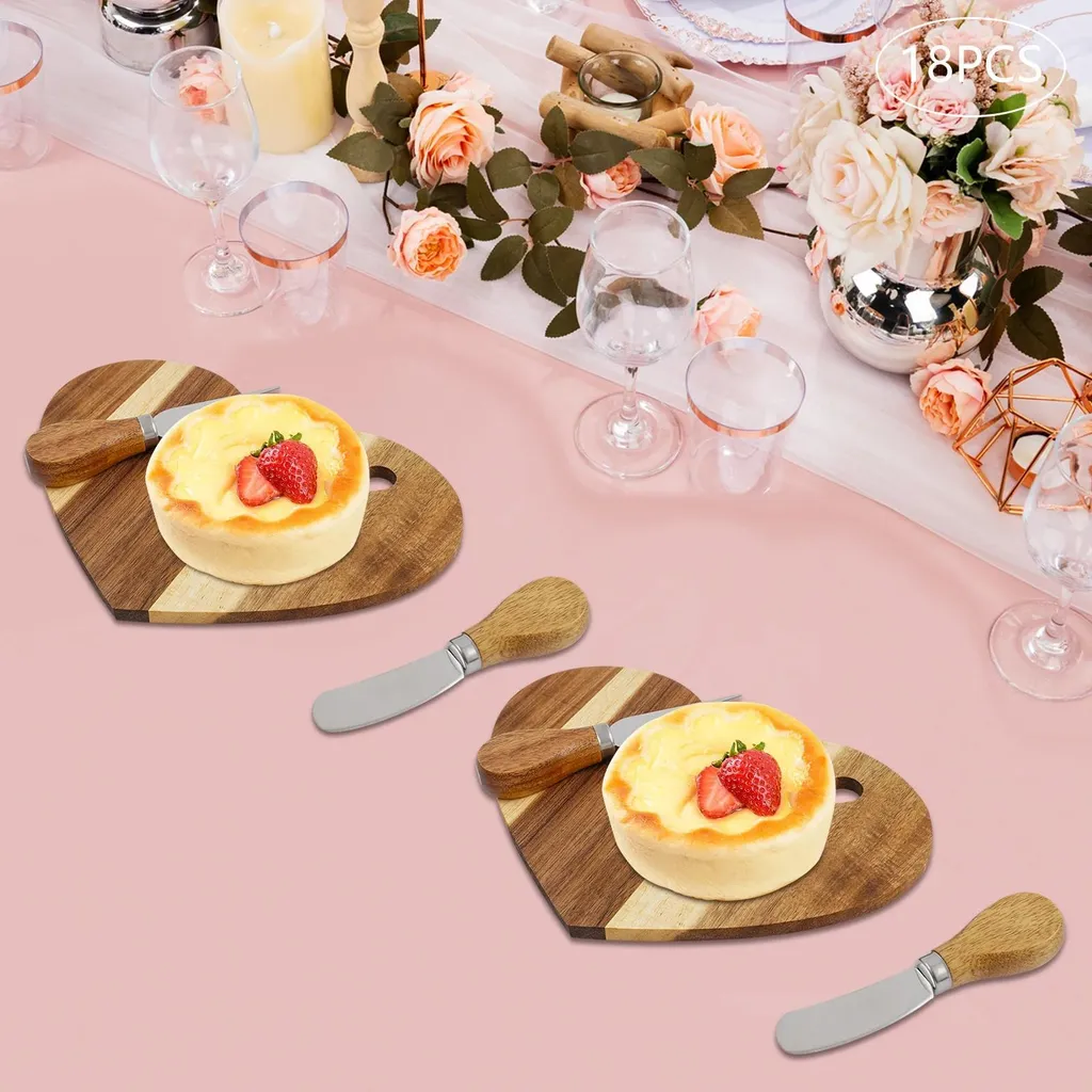 Set da formaggio - Tagliere - Legno - Vassoio da portata - Confezione regalo - Cucina - 5