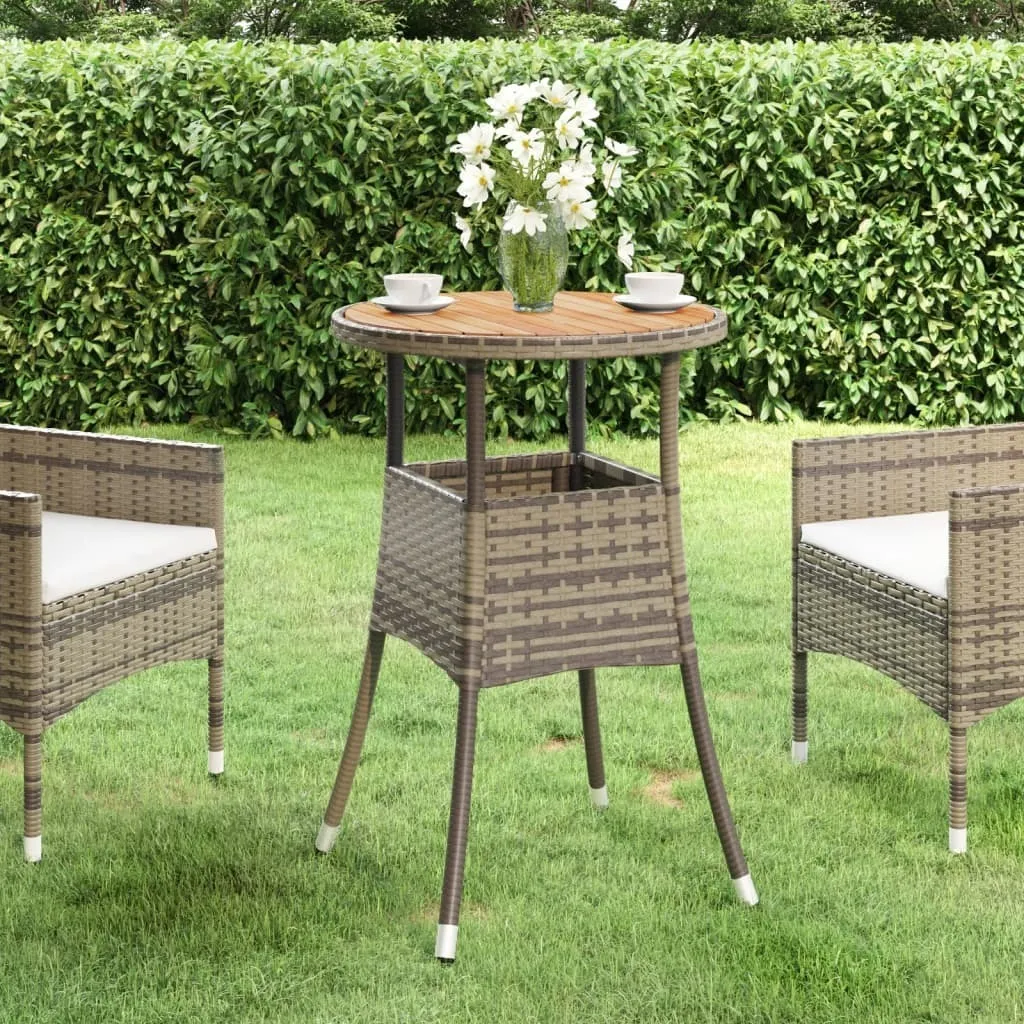 Tavolo Bistro Design 60x75 Legno Acacia e Rattan Grigio | Arredo Outdoor