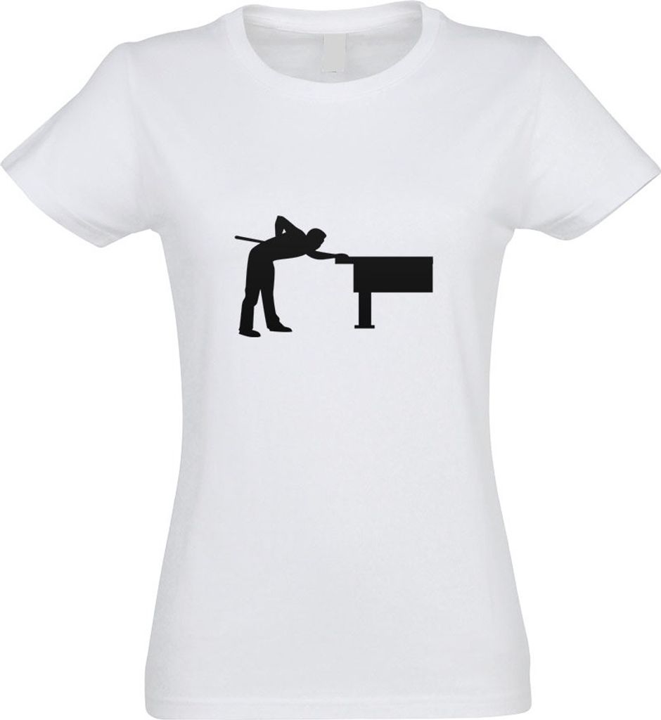Kiwistar - T-Shirt tailliert - Damen - Weiss - Billard Pool Spieler Figur - mit Motiv Bedruckt - Funshirt Design - Sport - Freizeit - Damen - S