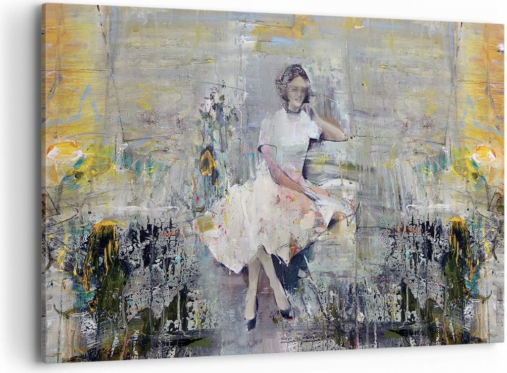 Bild auf Leinwand - Leinwandbild - Einteilig - Zeitgenössisch Malerei Frau - 120x80cm - Wand Bild - Wanddeko - Wandbilder - Leinwanddruck - Bilder...