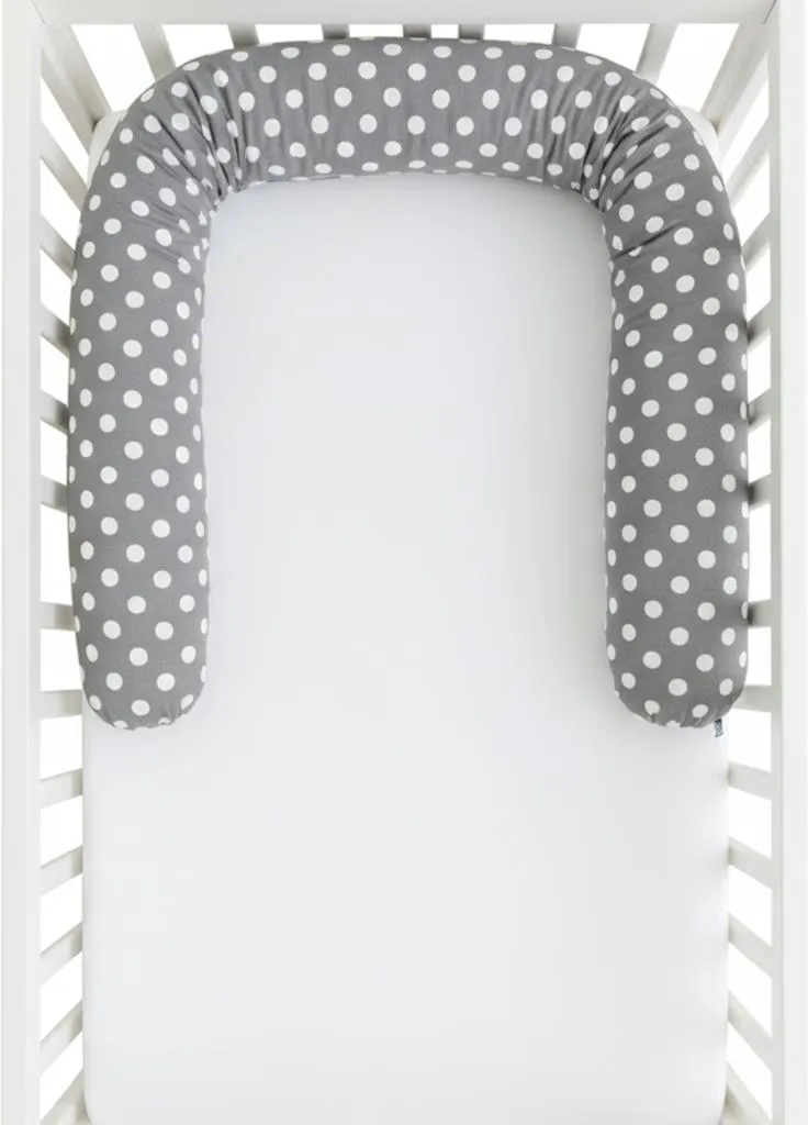 Pare-chocs de lit bébé en Minky 200cm, tresse et rouleau gris perle
