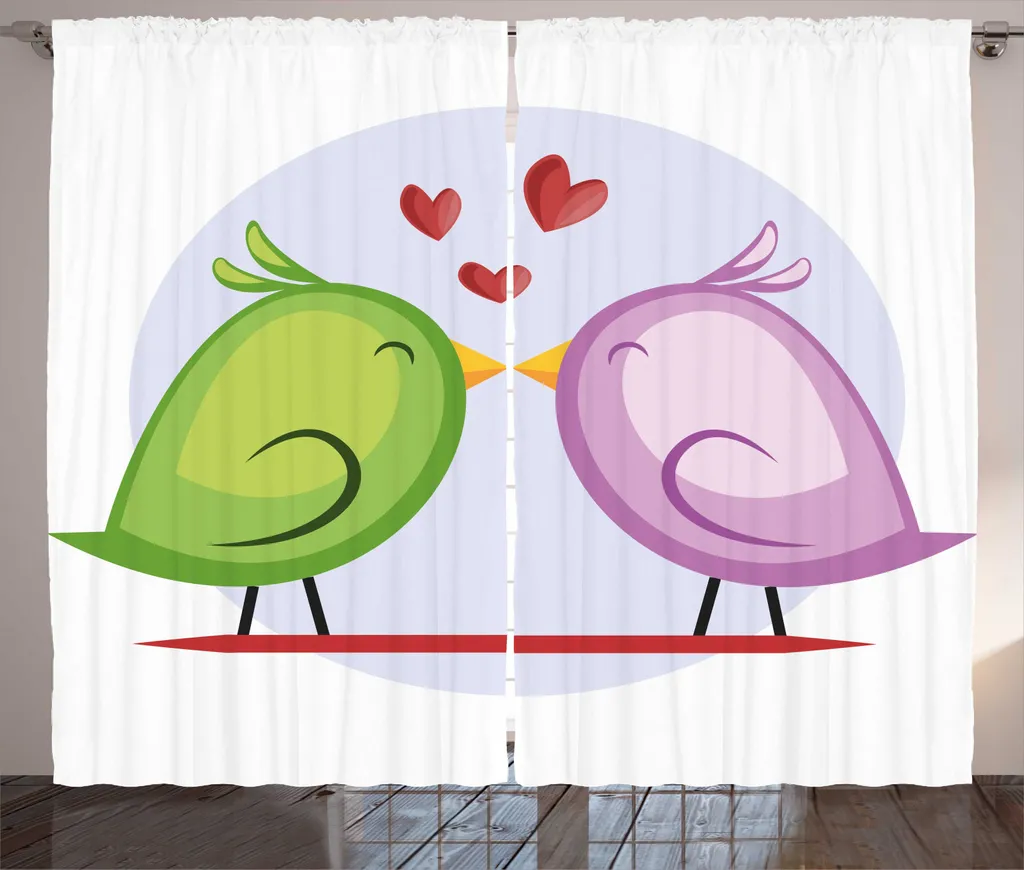 Rideau de Salon Universel Motif Dessin Animé Oiseaux 280x225 cm Coloré