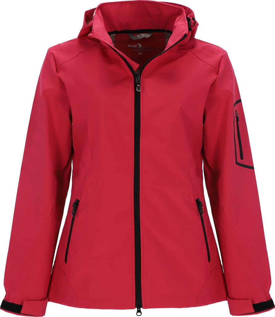 Blue Wave Damen Softshelljacke Louisa mit verstellbarer Kapuze - Outdoor-Jacke winddicht und atmungsaktiv in Pink Größe 48