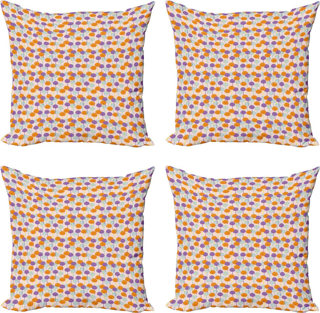 ABAKUHAUS Baum Kissenbezug Set (4 Stück), Bunter Traum Abstrakt Garten, Moderner Doppelseitiger Digitaldruck, 60 cm x 60 cm, Baby-Rosa und Multicolor